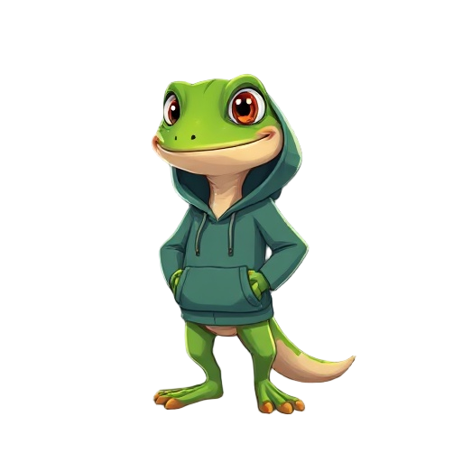gecko wearing hoodie