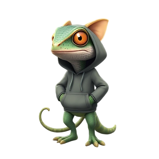 chameleon wearing hoodie