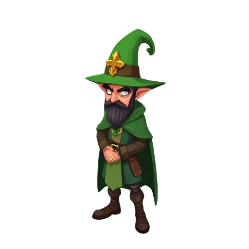 rogue with st patric hat, leaf cloak, semi realistique