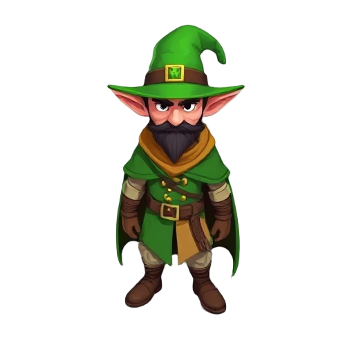 rogue with st patric hat, leaf cloak, 