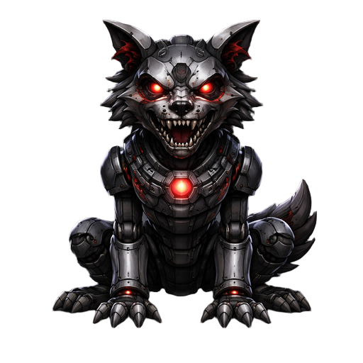 quero um animal como fosse um robô, atraente, com detalhes muito maneiro, para um jogo de terror, quero que ele pareça legal mas e do mal
