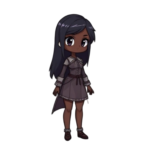 dark skinned, rpgmaker, character sprite, human, female, long