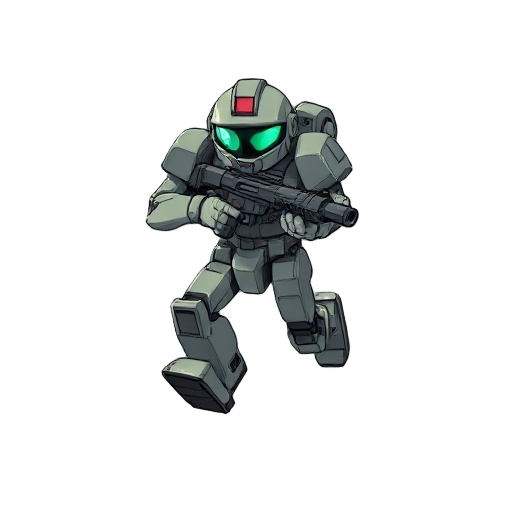 mech, running, with a rifle