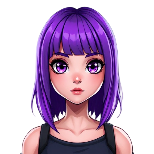 cyber punk purple hair realistic girl game ready