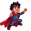 a kid with a flying red cape