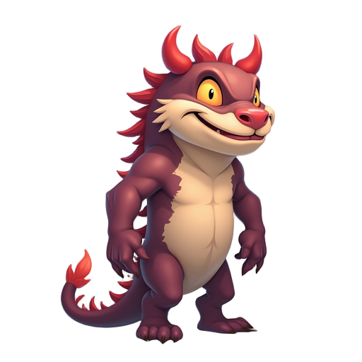 imaginary monster creature for monster tamer game, stylized anime art, side view