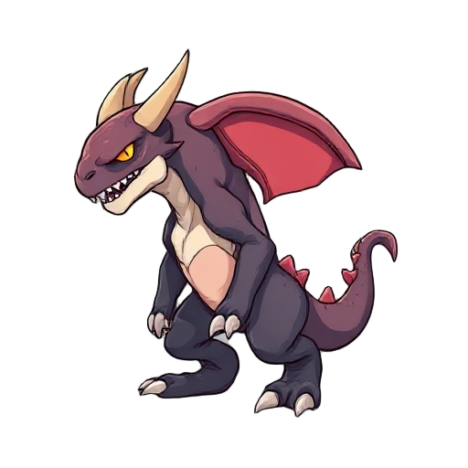 imaginary monster creature for monster tamer game, stylized anime art, side view