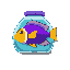 a purple yellow royal gramma fish inside a water bag