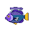 a purple at the front half and yellow at the end half royal gramma basslet inside a water bag