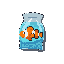 a clownfish inside a water bag