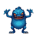 fat blue creepy scary monster