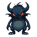 fat dark blue creepy scary monster