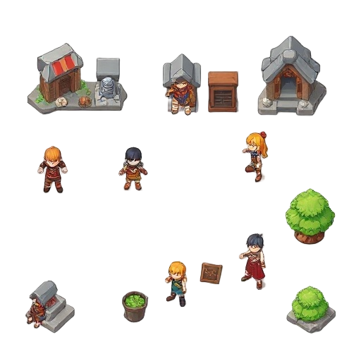 perspectiva: a imagem que você enviou usa uma perspectiva isométrica/top-down 2.5d. se o resultado vier muito "de lado", adicione as palavras-chave top-down perspective ou rpg maker style.  grid: se você precisar que as poses fiquem organizadas em colunas
