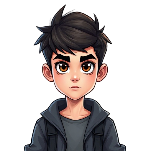 adolescente com vestes de couro e mascara de gás, arte de busto, olhando pra camera, fundo transparente