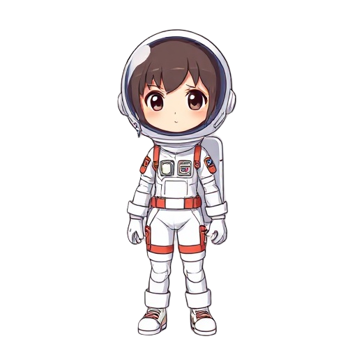 anime style cute girl in space suit