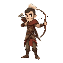 iranian mythological archer : arash side view 2d idle weapon in back