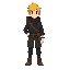 a explorer with black clothes and yellow hair