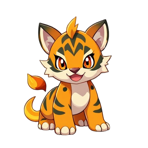 a pokémon like fire tiger cub