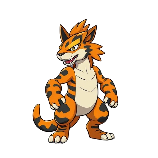 a pokémon like fire tiger badass