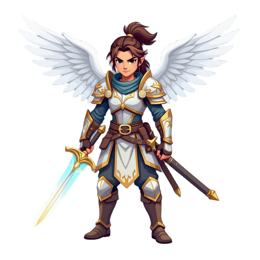 un angel guerrero con espada de luz
