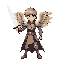 un angel guerrero con espada de luz