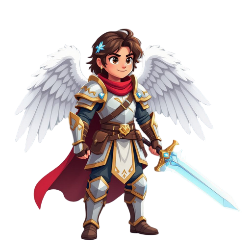 un angel guerrero con espada de luz