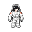 faça um astronauta 2d em pé com o corpo e cabeça olhando meio de lado 