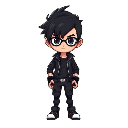 pelo negro ropa negra estilo ciber punk