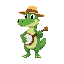 cute platformer character as an animal kinda like croc with a straw hat and banjo