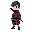 teen with a swordsmans cut, a katana on back, and a swordsmans outfit