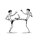 stickman fighting movement(kick, punch, high kick, high punch, jump, block, dodge, idle stance, walk, run)no facial features, no clothing, simple black lines by alan becker style