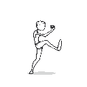 stickman fighting movement(kick, punch, high kick, high punch, jump, block, dodge, idle stance, walk, run)no facial features, no clothing, simple black lines by