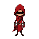 pixel red thief with body and big head