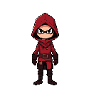 pixel red thief with big hood