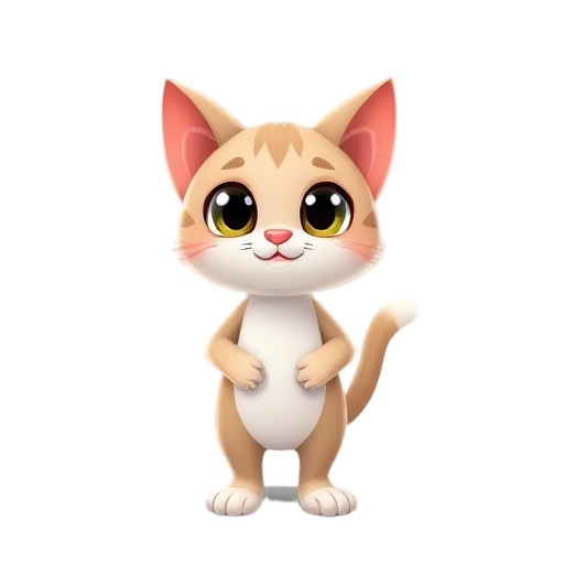 cute anthropomorphic cat, standing on two legs. 