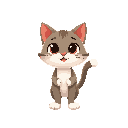 cute anthropomorphic cat, standing on two legs. 