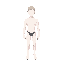 a male model, white skin, no hair, no clothes, thin.