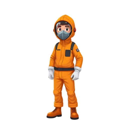 man in orange hazmat suit