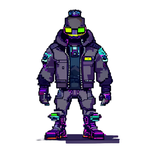 cyberpunk boss character pixel game 
