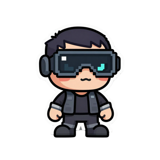 cyberpunk character with night vision goggles pixel game 
