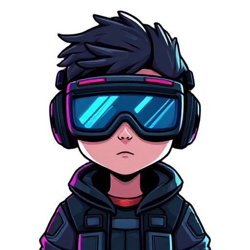 cyberpunk character with night vision goggles make it look like a pixel game 