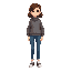 a teenage girl in a wool sweater and jeans