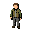 um personagem masculino em 32x32 pixel art, sobrevivente de um apocalipse zumbi, roupas de sobrevivente