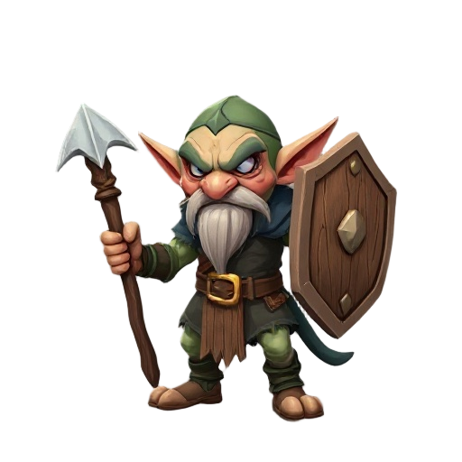 create a goblin like enemy, holding a stick and wooden shield 