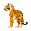 a flatten modular pixel tiger side view, modular mean it's head can be replace to an another animal head