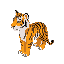 a flatten modular pixel tiger side view, 16bit * 16bit