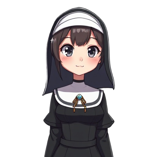 attractive anime woman, nun