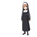 attractive anime woman, nun, full body