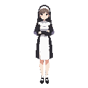 anime nun, attractive woman, full body, adult, not chibi
