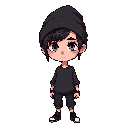 garoto jovem e bonito em um jogo 2d estilo dark fantasy, aparência emo/melancólica, pele pálida, olhar intenso e cansado. usa uma touca estilosa (slouch beanie) escura com detalhes sutis, vários piercings no rosto (sobrancelha, septo, lábio), cabelo médio